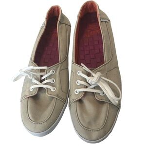 Van’s Off‎ The Wall. The Original Surfsiders Lace Up Canvas Tan Sneakers. SZ 8.5